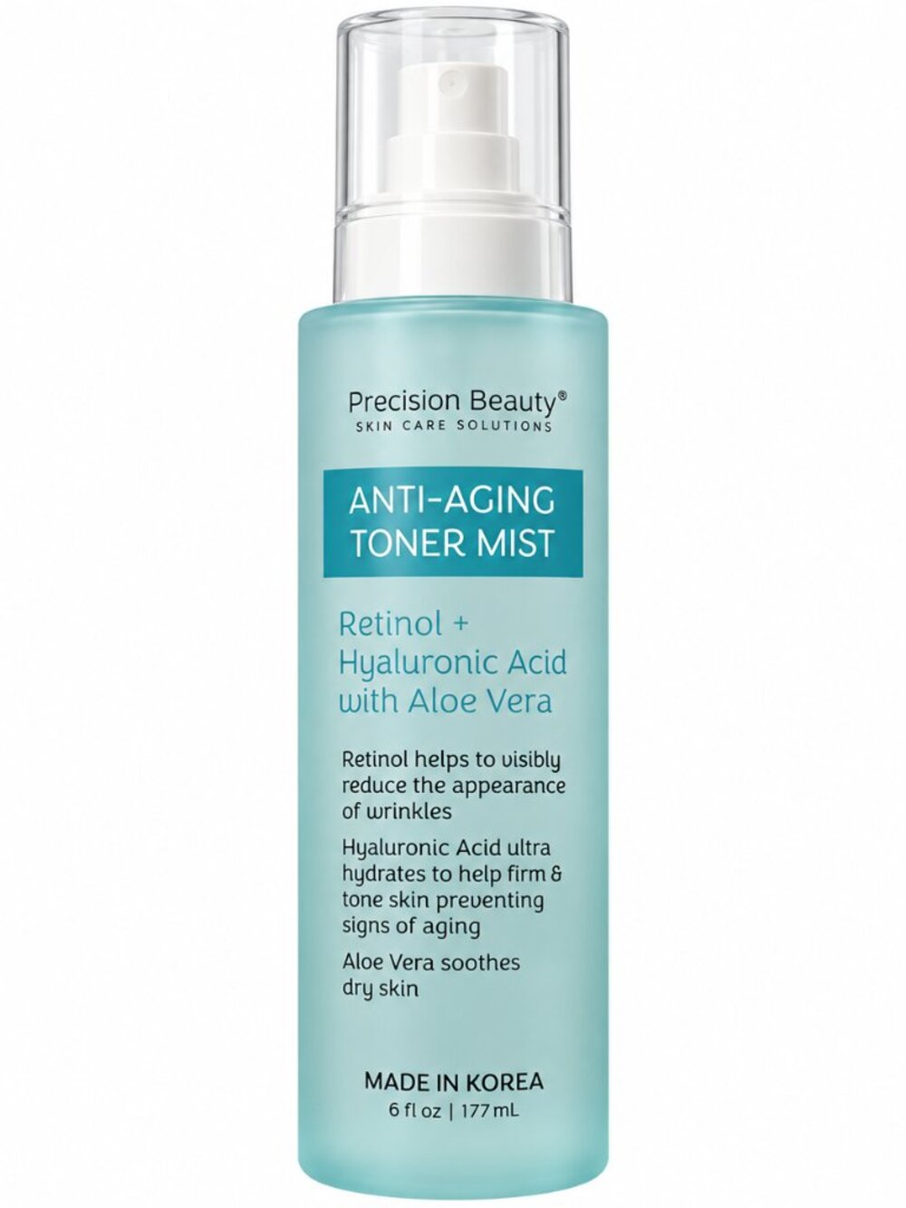 Precision Beauty Retinol + Hyaluronic Acid Anti-Aging Toner Mist with Aloe Vera,